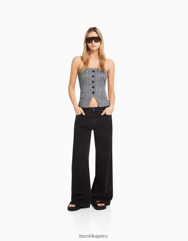 gris Bershka mujer chaleco de sastre con hombros descubiertos 806J6B670