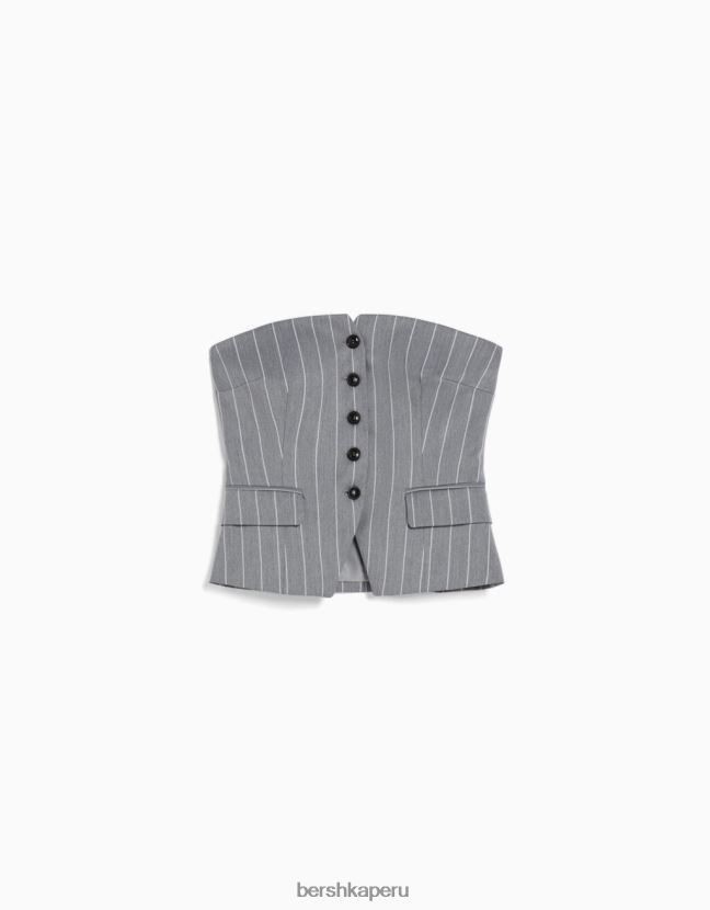 gris Bershka mujer chaleco de sastre con hombros descubiertos 806J6B670
