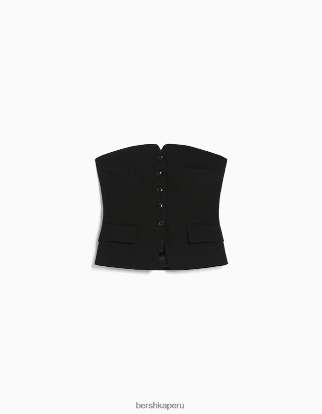 negro Bershka mujer chaleco de sastre con hombros descubiertos 806J6B671
