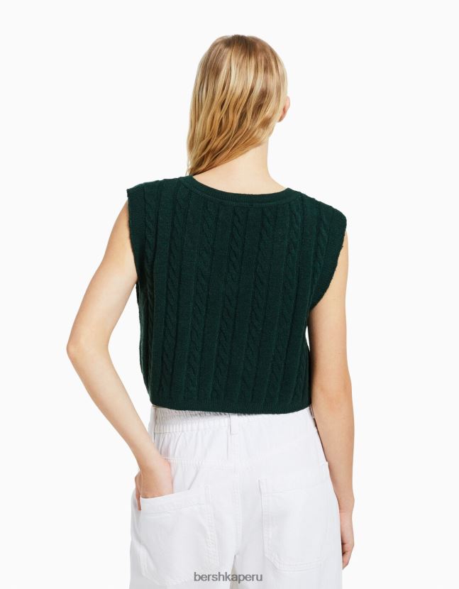 verde Bershka mujer chaleco de punto con cuello en V 806J6B1053