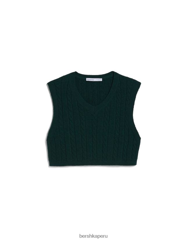 verde Bershka mujer chaleco de punto con cuello en V 806J6B1053