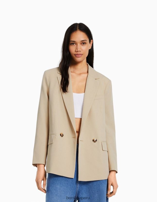 arena Bershka mujer blazer de sastre regular fit con corte femenino y doble botonadura 806J6B1192