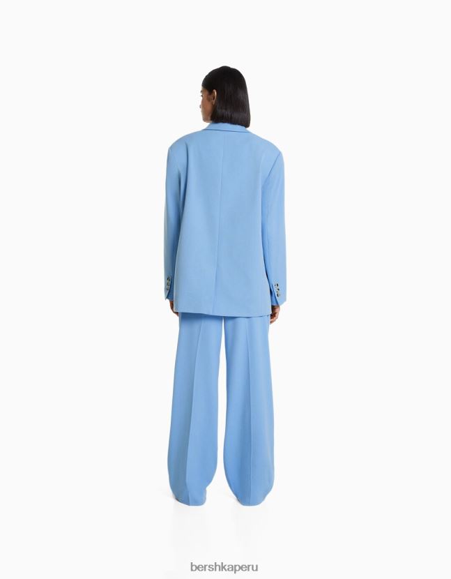 azul claro Bershka mujer blazer de sastre holgado con corte femenino 806J6B1205