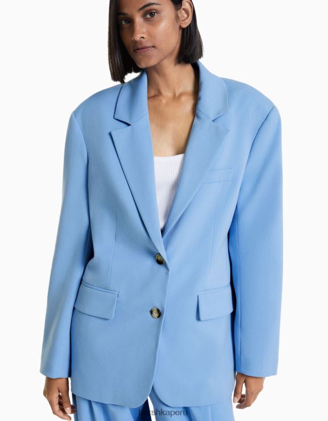 azul claro Bershka mujer blazer de sastre holgado con corte femenino 806J6B1205