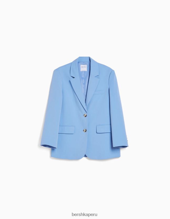 azul claro Bershka mujer blazer de sastre holgado con corte femenino 806J6B1205