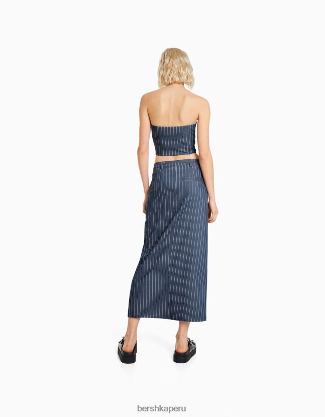 azul oscuro Bershka mujer chaleco de vestir a rayas diplomáticas con hombros descubiertos 806J6B1188
