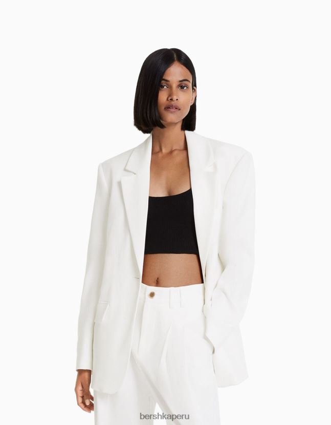 blanquecino Bershka mujer blazer de sastre holgado con corte femenino 806J6B1204
