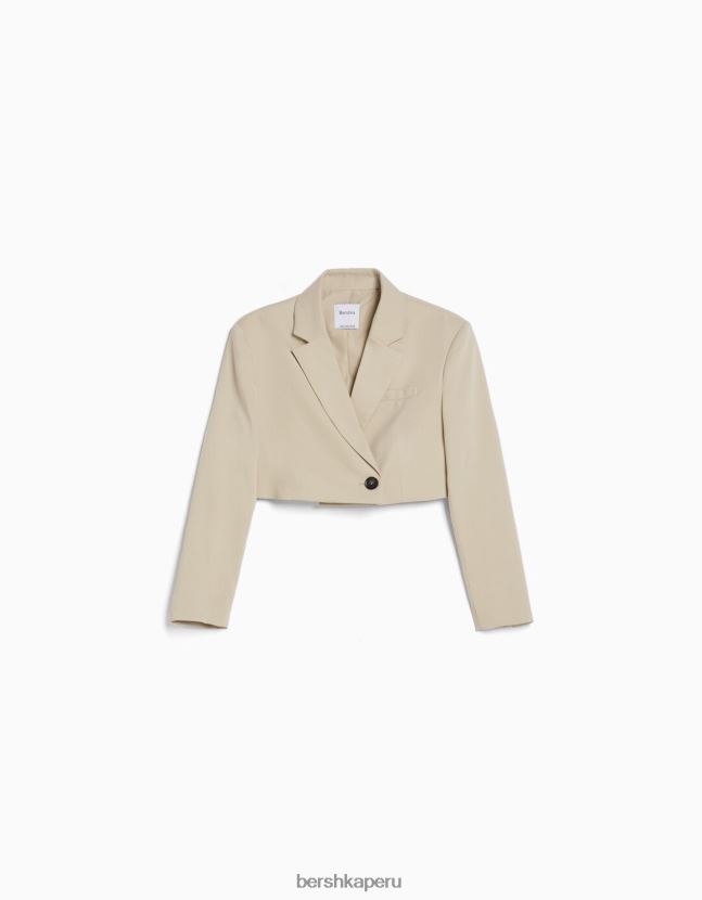 camello Bershka mujer blazer corto de sarga de vestir 806J6B1206