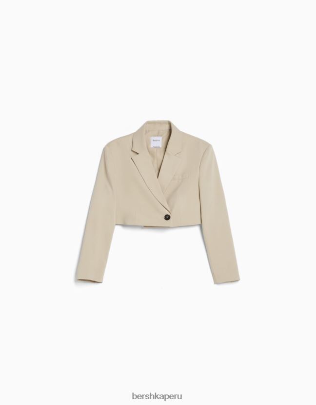 camello Bershka mujer blazer corto de sarga de vestir 806J6B1208