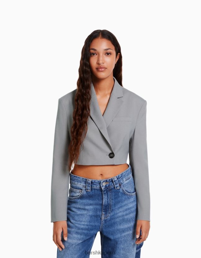 gris Bershka mujer blazer corto de vestir 806J6B1199