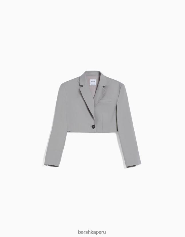 gris Bershka mujer blazer corto de vestir 806J6B1199