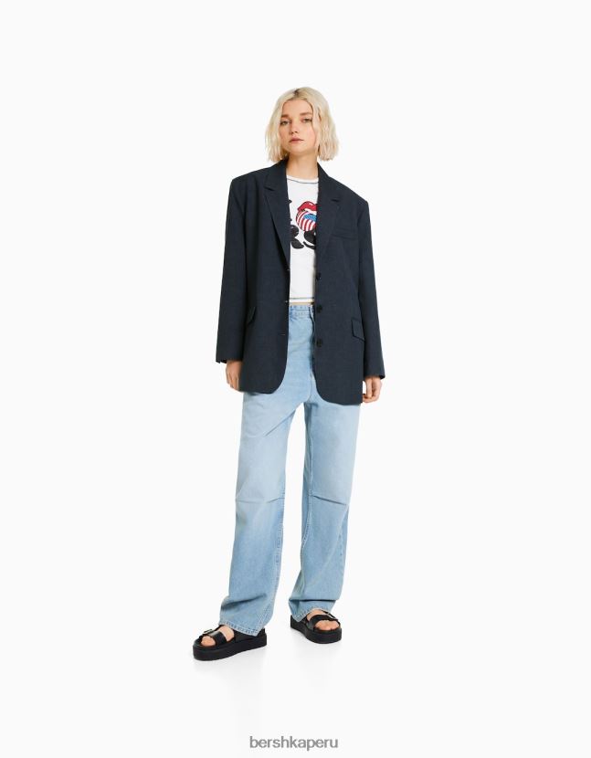 gris oscuro Bershka mujer blazer de vestir oversize 806J6B1201