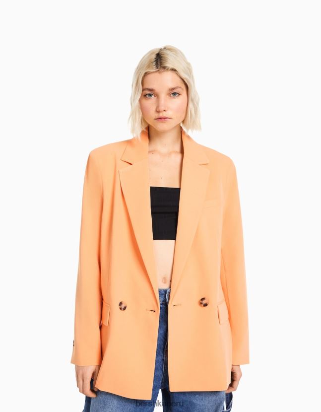 naranja Bershka mujer blazer de sastre regular fit con corte femenino y doble botonadura 806J6B1186