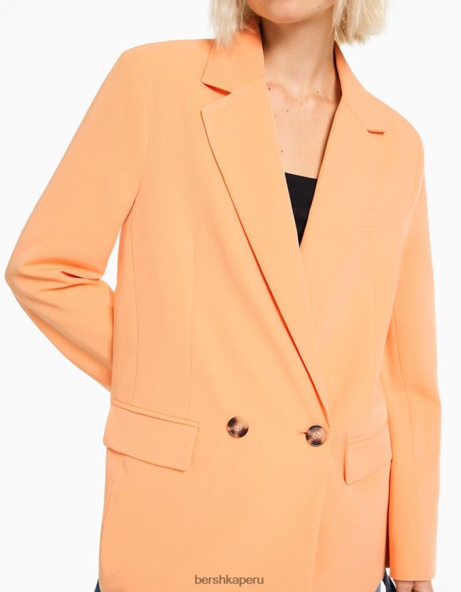 naranja Bershka mujer blazer de sastre regular fit con corte femenino y doble botonadura 806J6B1186