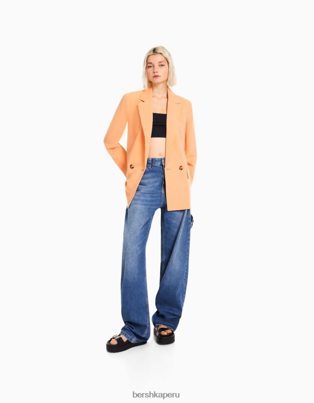 naranja Bershka mujer blazer de sastre regular fit con corte femenino y doble botonadura 806J6B1186