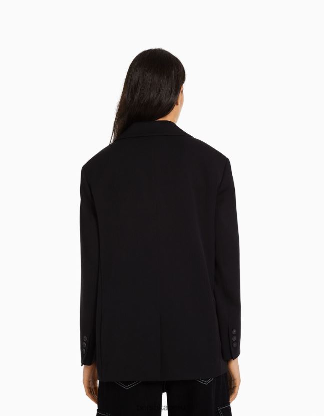 negro Bershka mujer blazer de sastre holgado con corte femenino 806J6B1203