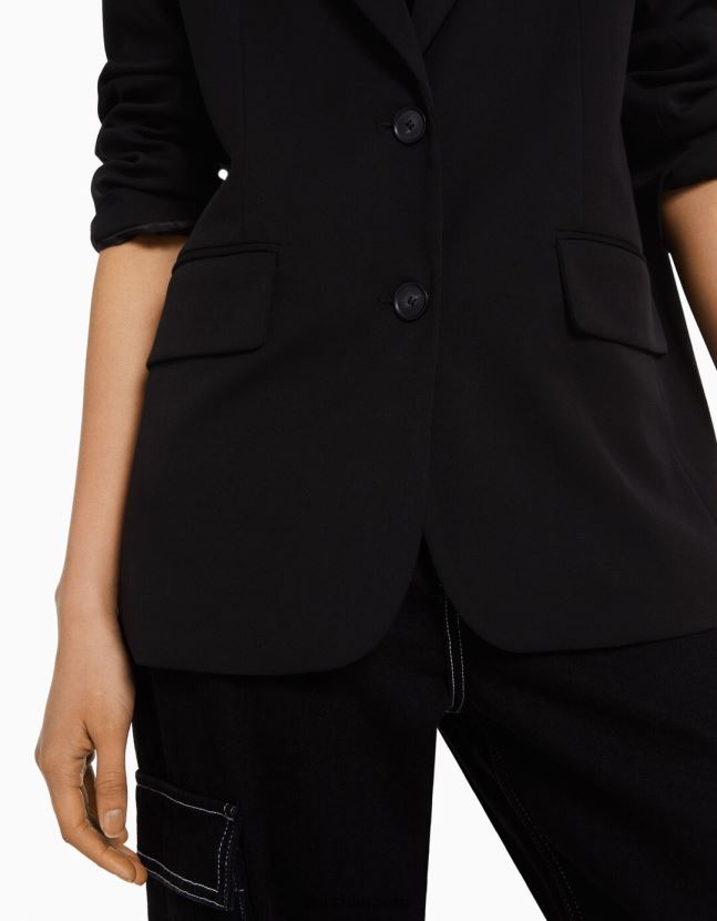 negro Bershka mujer blazer de sastre holgado con corte femenino 806J6B1203