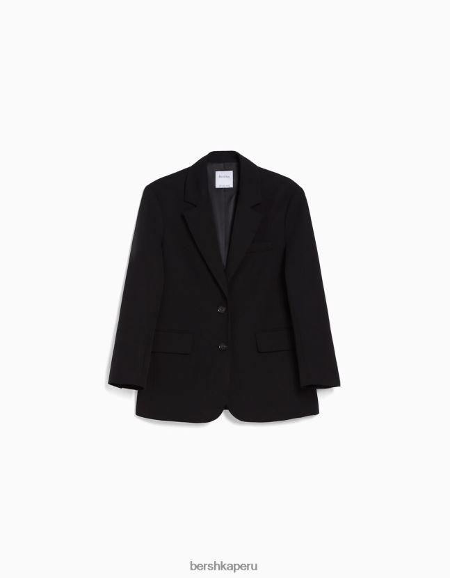 negro Bershka mujer blazer de sastre holgado con corte femenino 806J6B1203