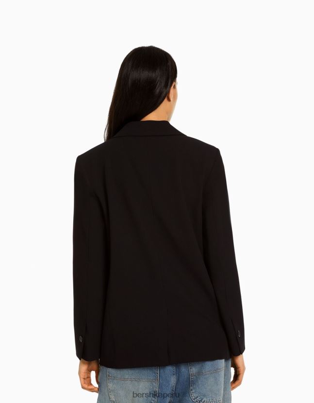 negro Bershka mujer blazer de sastre regular fit con corte femenino y doble botonadura 806J6B1183