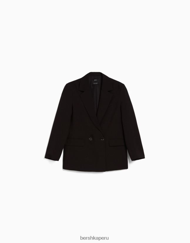 negro Bershka mujer blazer de sastre regular fit con corte femenino y doble botonadura 806J6B1183