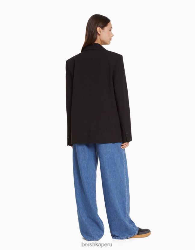 negro Bershka mujer blazer de sastre regular fit con corte femenino y doble botonadura 806J6B1193