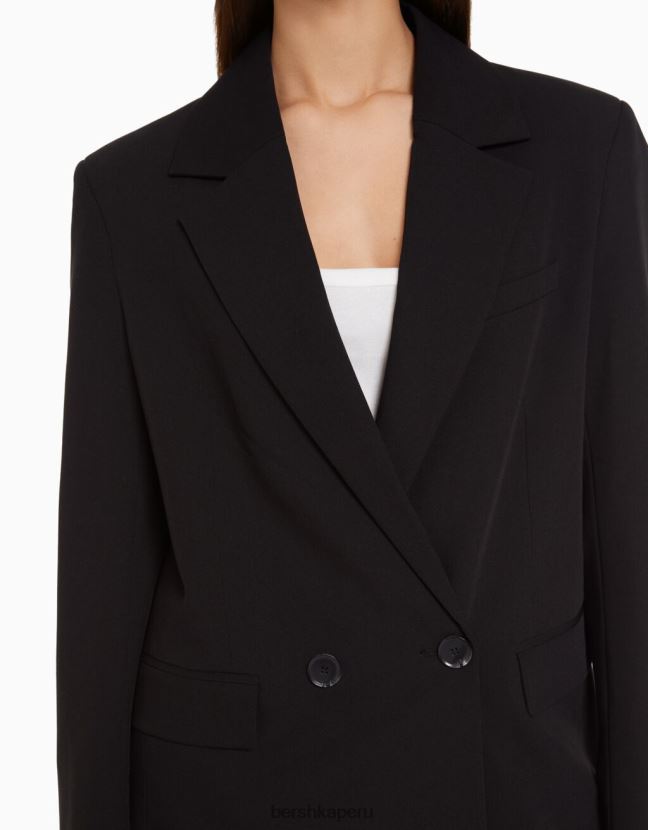 negro Bershka mujer blazer de sastre regular fit con corte femenino y doble botonadura 806J6B1193