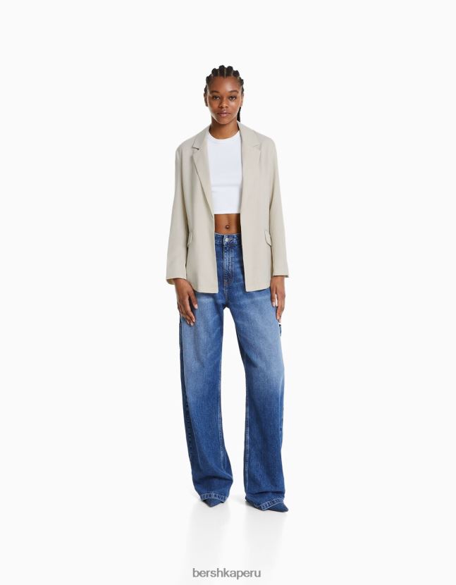 piedra Bershka mujer blazer holgado de corte femenino 806J6B1202