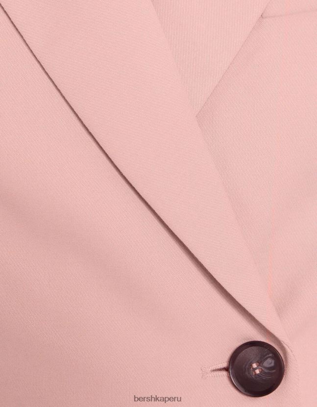 rosa Bershka mujer blazer corto de sarga de vestir 806J6B1207