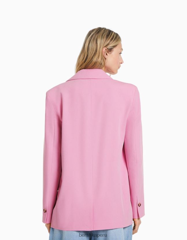 rosa Bershka mujer blazer de sastre regular fit con corte femenino y doble botonadura 806J6B1185