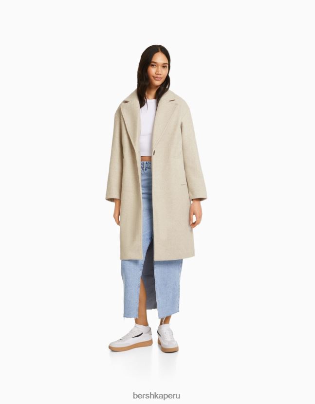 arena Bershka mujer abrigo de paño pesado con hombros caídos 806J6B1144