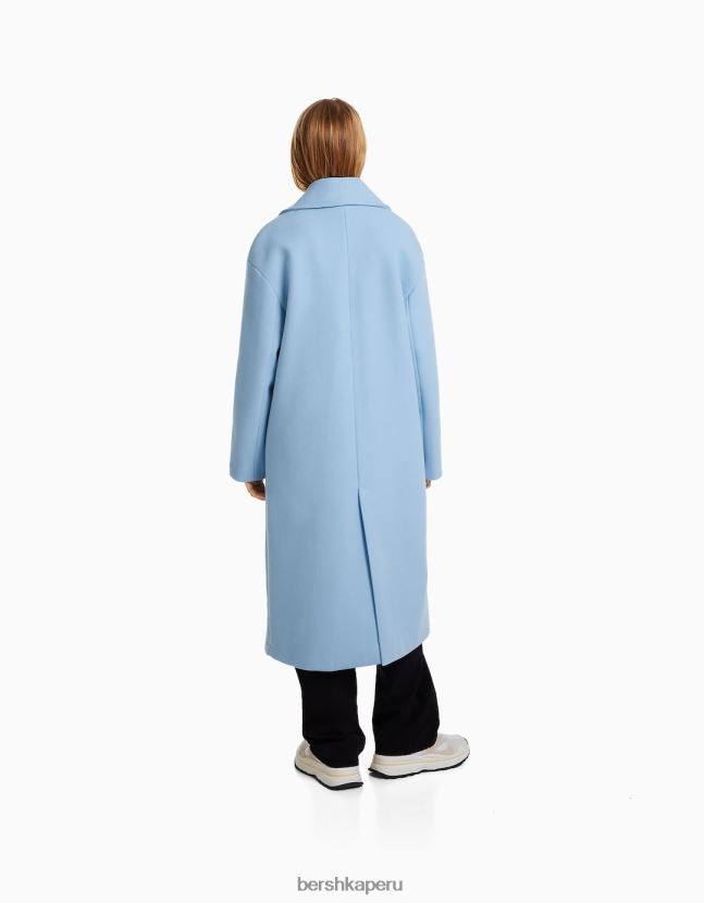 azul Bershka mujer abrigo largo con hombros caídos 806J6B1134