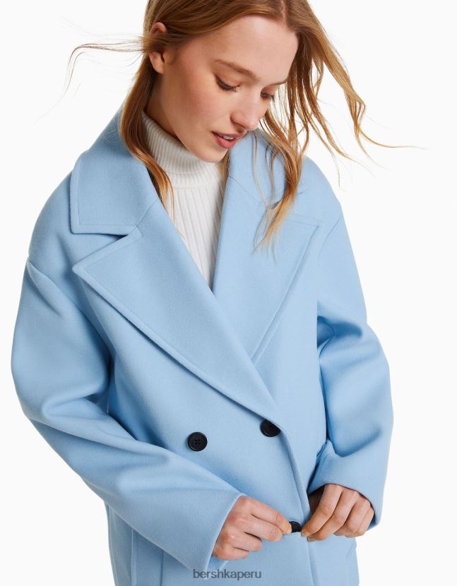 azul Bershka mujer abrigo largo con hombros caídos 806J6B1134