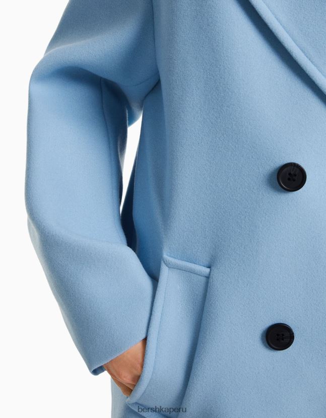 azul Bershka mujer abrigo largo con hombros caídos 806J6B1134