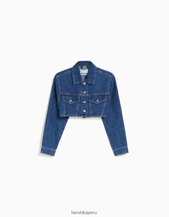 azul Bershka mujer chamarra de mezclilla corta 806J6B1116