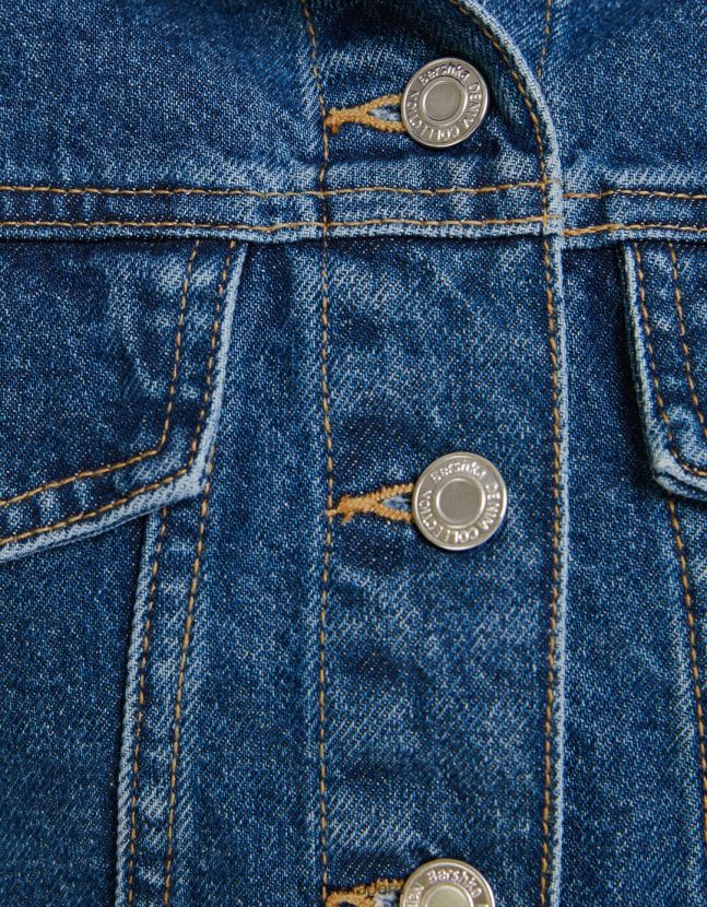 azul Bershka mujer chamarra de mezclilla corta 806J6B1116