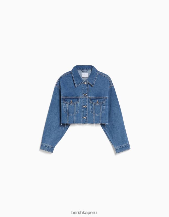 azul Bershka mujer chamarra de mezclilla corta 806J6B2021