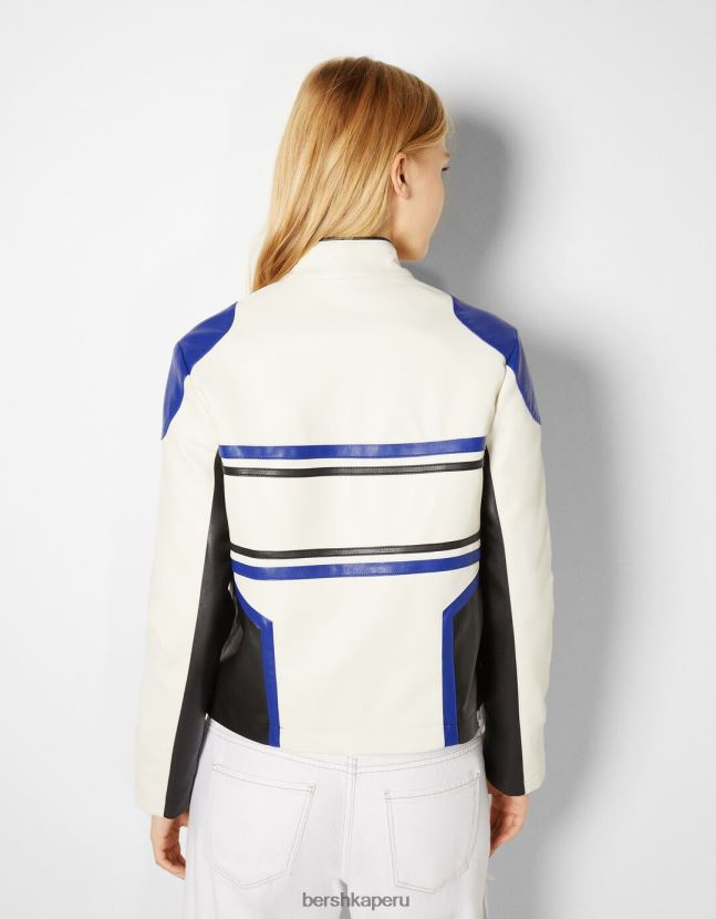azul Bershka mujer chaqueta de carreras de piel sintética 806J6B1113