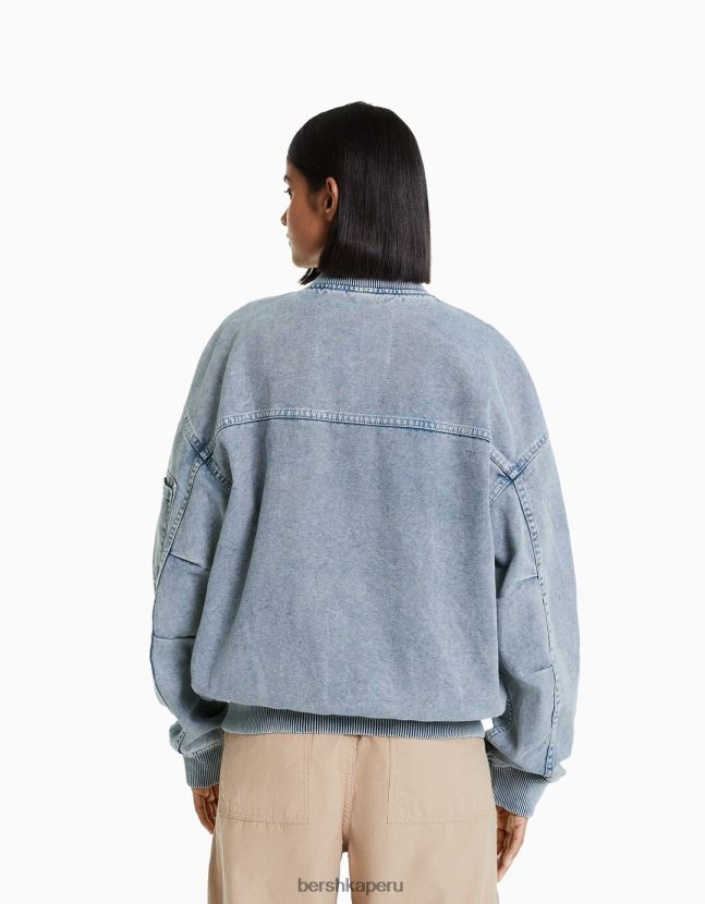 azul claro Bershka mujer chaqueta bomber de algodón 806J6B1173