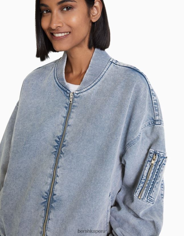 azul claro Bershka mujer chaqueta bomber de algodón 806J6B1173
