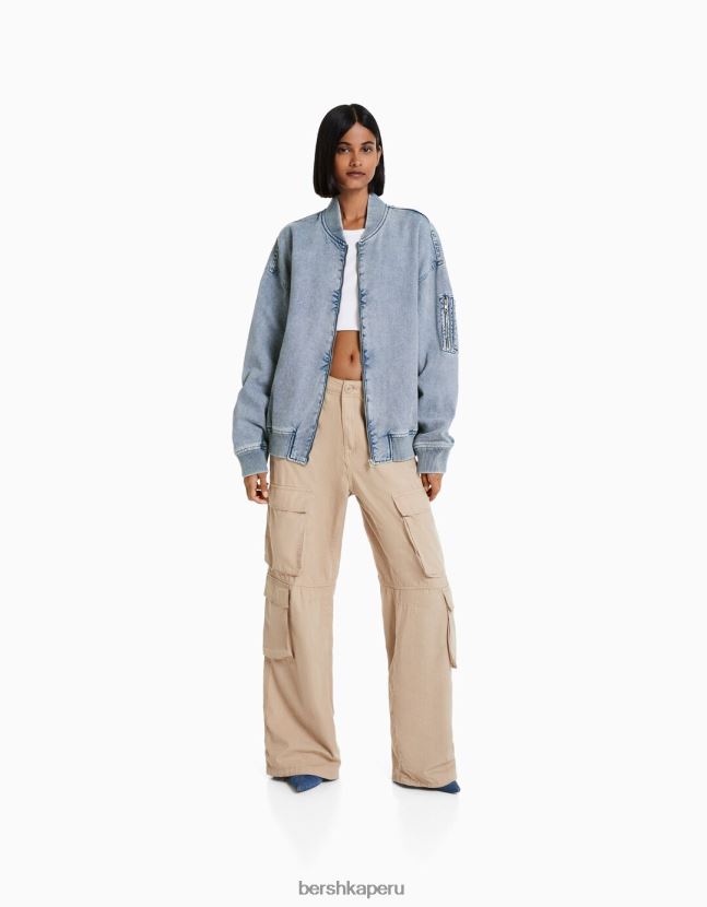 azul claro Bershka mujer chaqueta bomber de algodón 806J6B1173