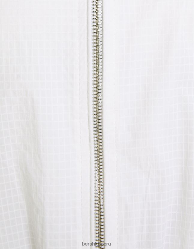 blanco Bershka mujer chamarra corta de nailon ripstop texturizado 806J6B1106