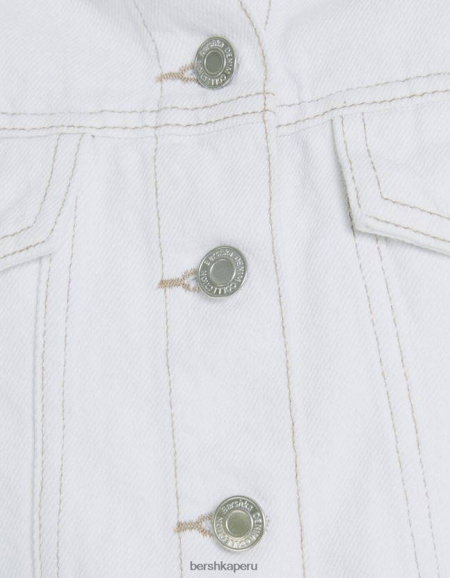 blanco Bershka mujer chamarra de mezclilla corta 806J6B1115