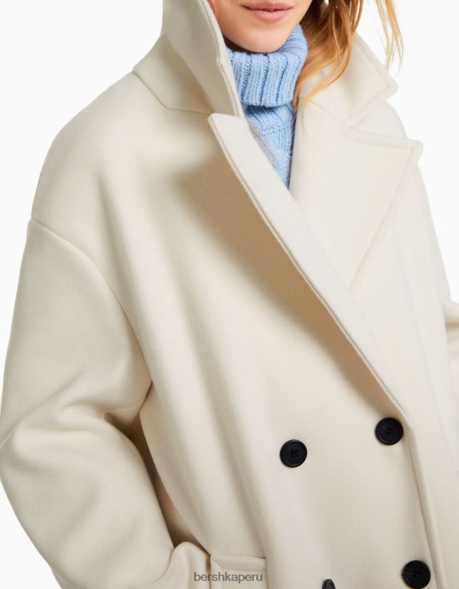 crema Bershka mujer abrigo largo con hombros caídos 806J6B1135