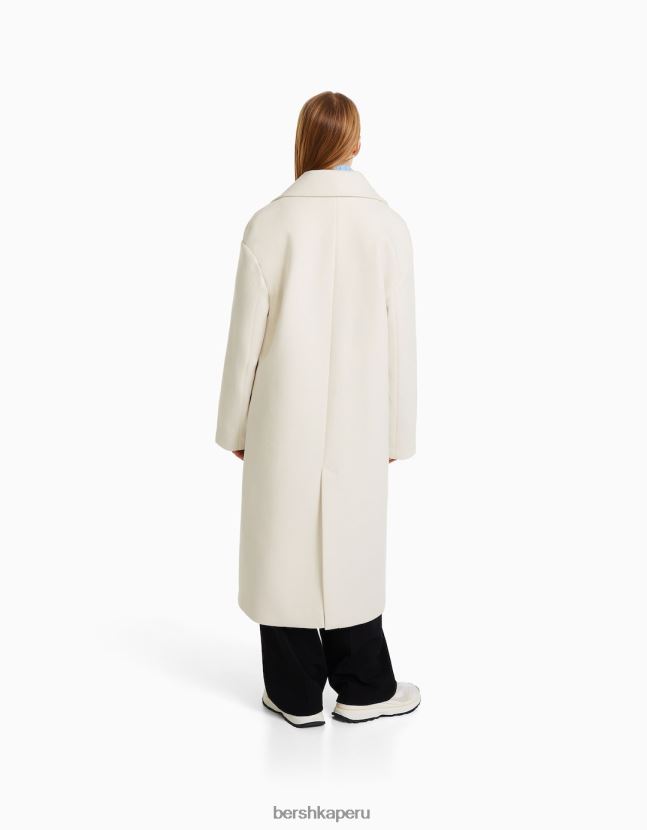 crema Bershka mujer abrigo largo con hombros caídos 806J6B1135