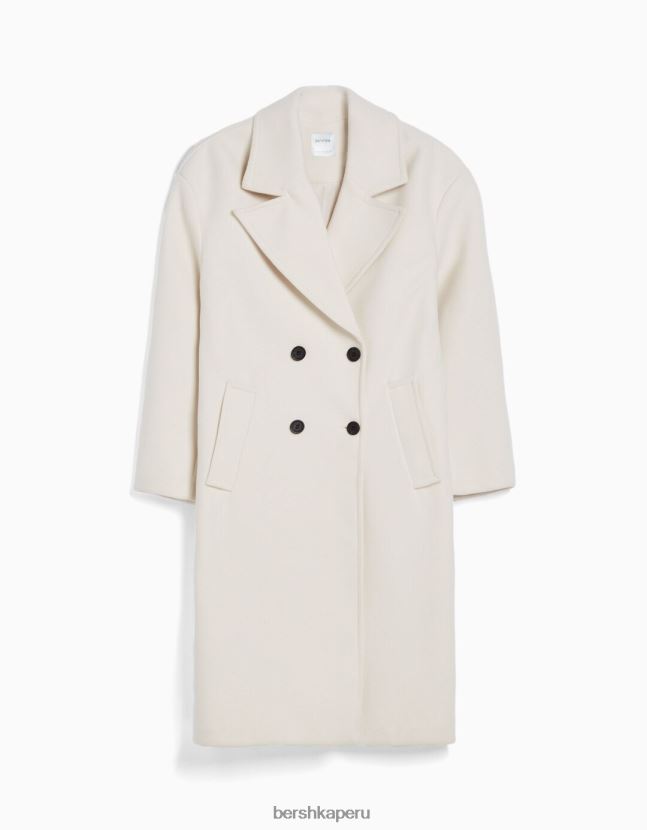 crema Bershka mujer abrigo largo con hombros caídos 806J6B1135