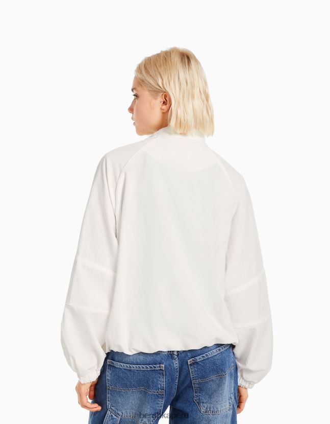 crema Bershka mujer cortavientos de nailon 806J6B1119