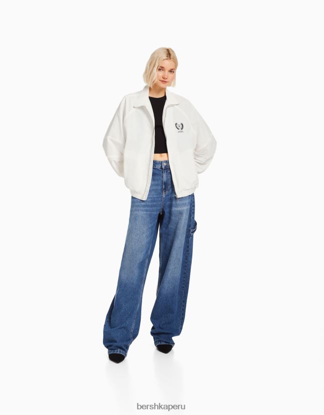 crema Bershka mujer cortavientos de nailon 806J6B1119