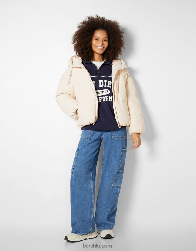 exclusivo Bershka mujer chamarra capitonada oversize con capucha 806J6B1129