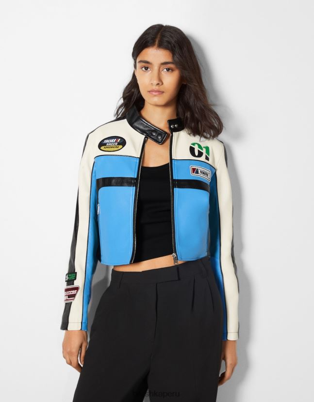 exclusivo Bershka mujer chaqueta de carreras de piel sintética 806J6B1099