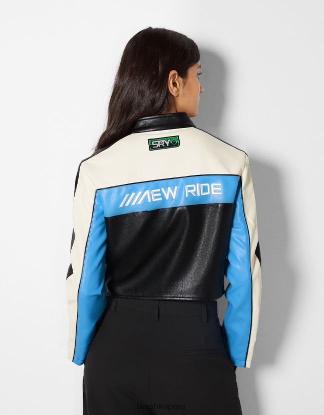 exclusivo Bershka mujer chaqueta de carreras de piel sintética 806J6B1099